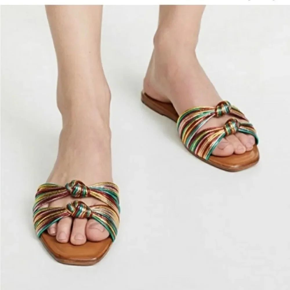 Veronica Beard Gemma Slides Sandal in Rainbow Metallic size EU36
